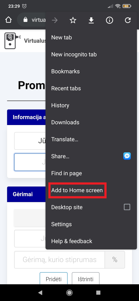 BAC Calculator app on an Android device